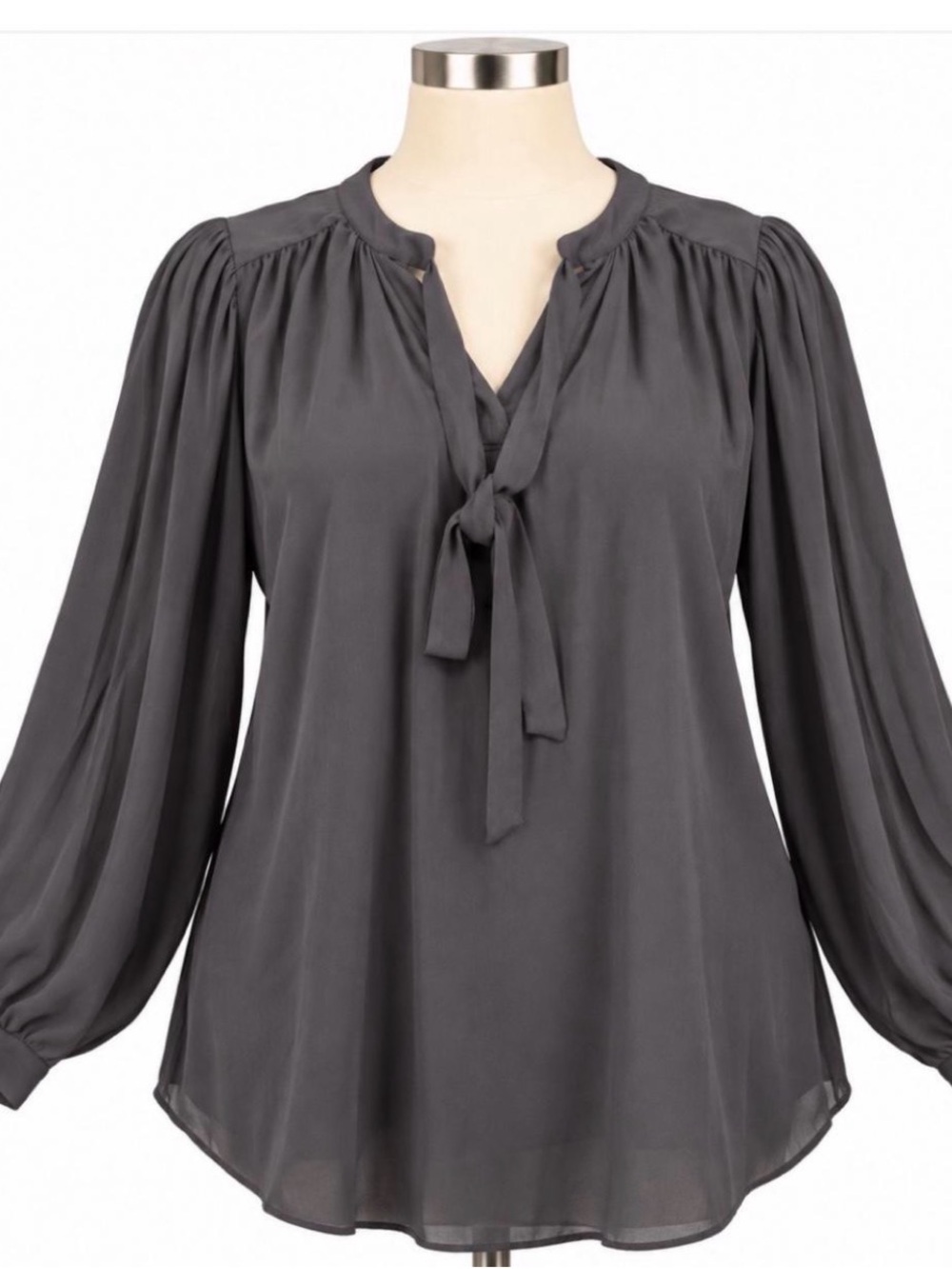 torrid Charcoal Tie-Neck Blouse